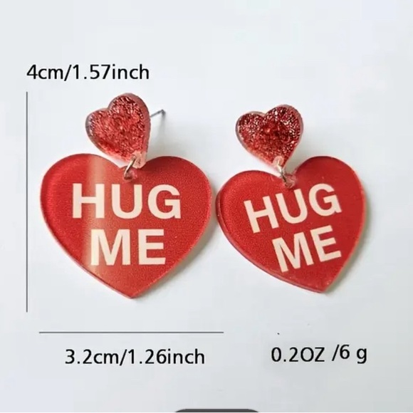 Be Mine Hearts Acrylic Earrings - Picture 3 of 3
